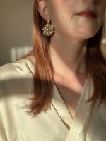 Blooming Earrings Moonstone-Σκουλαρίκια Φεγγαρόπετρα Λουλούδι