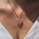 Eclat Pink Heart Long Chain-Καρδιά χαλαζία μακριά αλυσίδα