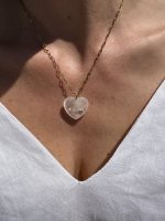 Eclat White Heart Long Chain-Καρδιά Χαλαζίας μακριά αλυσίδα - Image 2