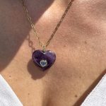 Eclat Purple Heart Long Chain-Καρδιά αμέθυστος μακριά αλυσίδα