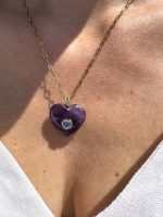 Eclat Purple Heart Long Chain-Καρδιά αμέθυστος μακριά αλυσίδα