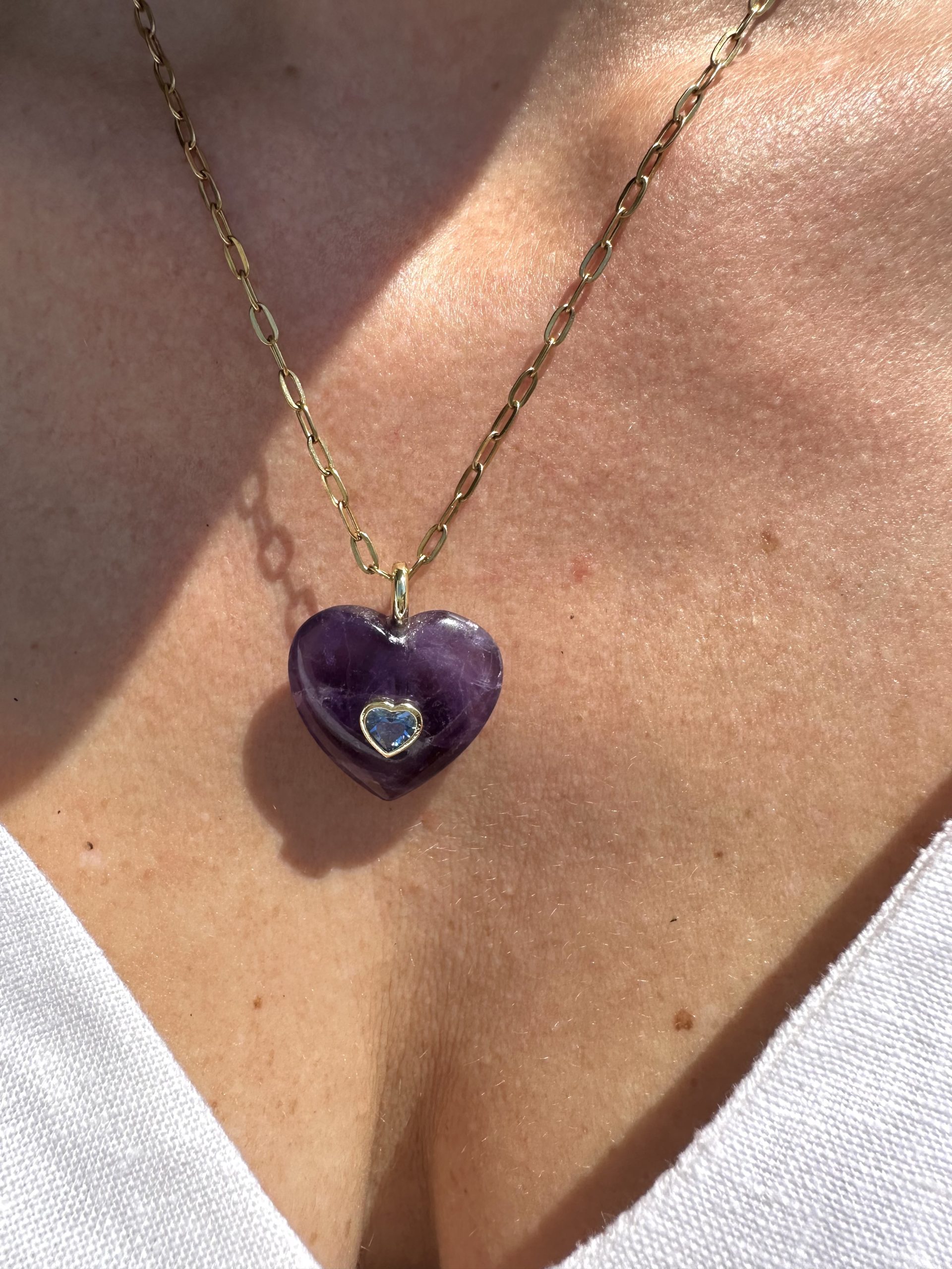 1782912728831238 Eclat Purple Heart Long Chain-Καρδιά αμέθυστος μακριά αλυσίδα - Image 1