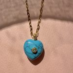 Eclat  Mini Turquoise Heart Long Chain-Καρδιά χαολίτης