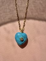 Eclat  Mini Turquoise Heart Long Chain-Καρδιά χαολίτης