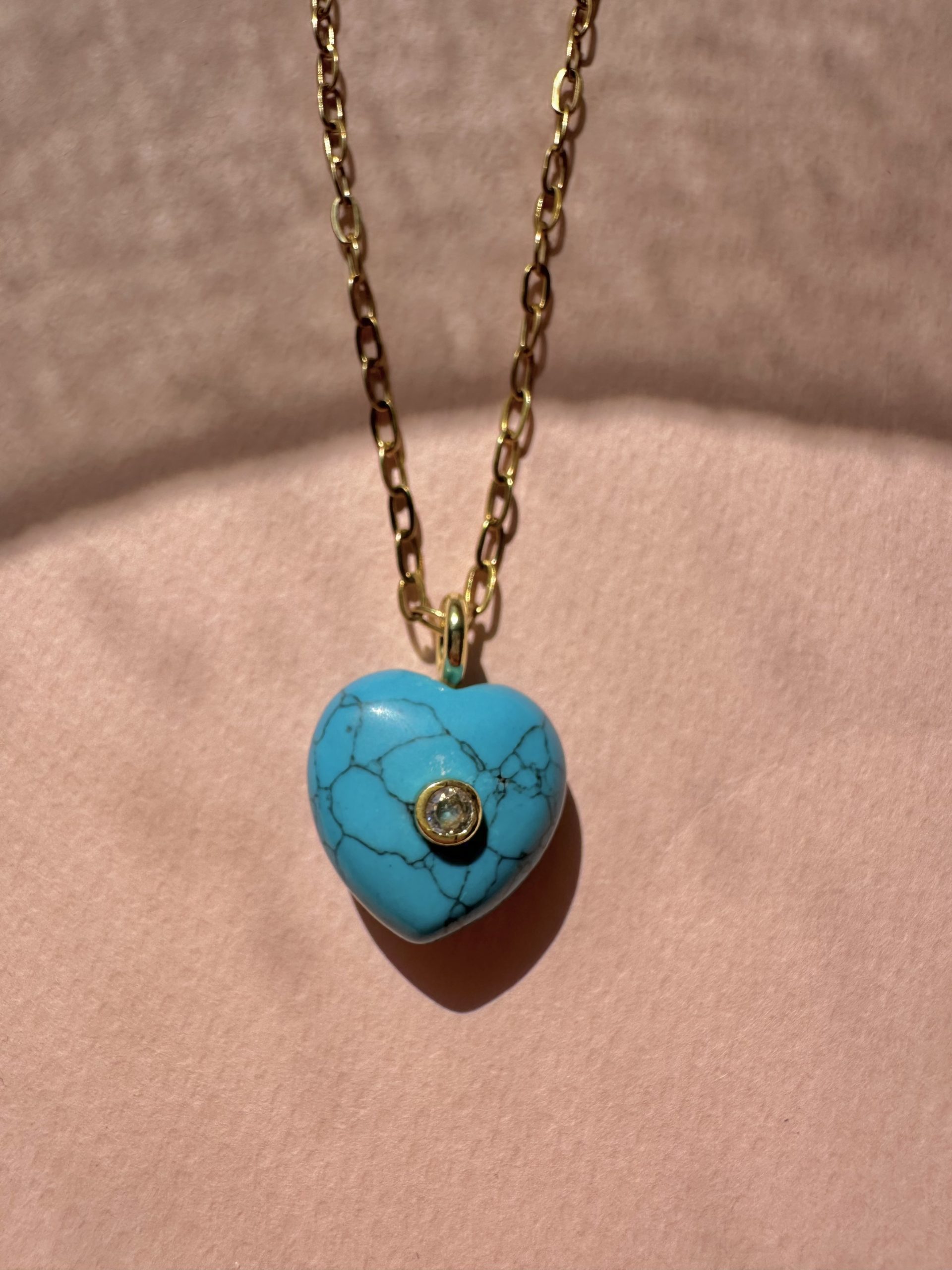 1784023689160220 Eclat Mini Turquoise Heart Long Chain-Καρδιά χαολίτης - Image 1