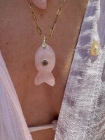 Fish Semiprecious Necklace Classic Chain Pink - Image 2