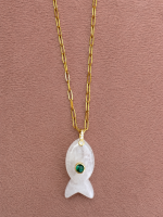 Fish Semiprecious Necklace Classic Chain White
